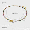 Wholesale Women's Light Luxury Ins Style Natural Tourmaline And Stainless Steel Geometric Beaded Stacked Necklace With Electroplating