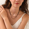 Wholesale Women's Light Luxury Ins Style Natural Tourmaline And Stainless Steel Geometric Beaded Stacked Necklace With Electroplating