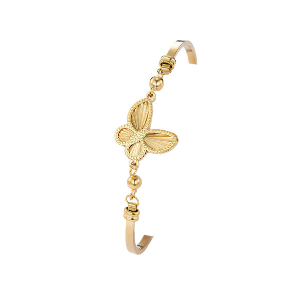 Wholesale Women's Light Luxury Insect Shaped 24K Gold Vacuum Plated Stainless Steel Bracelet