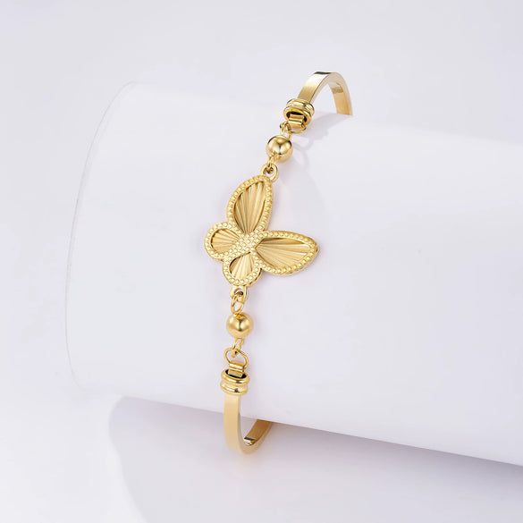 Wholesale Women's Light Luxury Insect Shaped 24K Gold Vacuum Plated Stainless Steel Bracelet