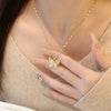 Wholesale Women's Light Luxury Insect Shaped Titanium Steel And Copper Necklace Inlaid With Zircon And Zirconia In Water Wave Chain Style