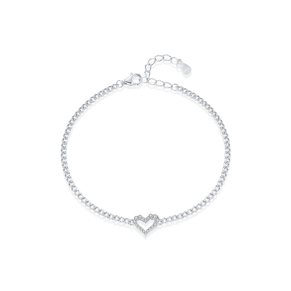 Wholesale Women's Light Luxury Irregular Heart Shaped S925 Sterling Silver Love Bracelet With Mosan Diamond