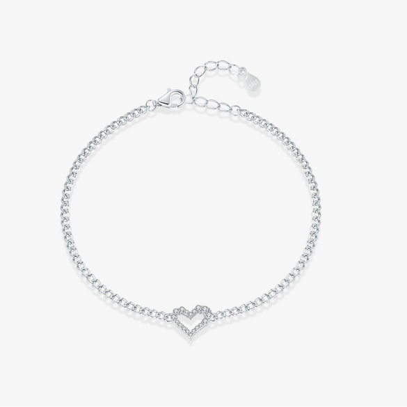 Wholesale Women's Light Luxury Irregular Heart Shaped S925 Sterling Silver Love Bracelet With Mosan Diamond