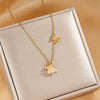 Wholesale Women's Light Luxury 18K Real Gold Plated Titanium Steel Snake Bone Chain Necklace With Geometric And Animal Patterns