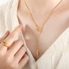 Wholesale Women's Light Luxury Knot Design Titanium Steel Necklace With Geometric Styling Gold Plated