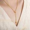 Wholesale Women's Light Luxury Knot Design Titanium Steel Necklace With Geometric Styling Gold Plated