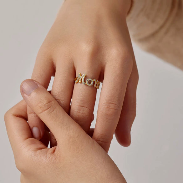 Wholesale Women's Light Luxury Letter Zircon Inlay S925 Sterling Silver Ring With Electroplating