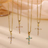 Wholesale Women's Light Luxury Mini Geometric Cross Micropaved Zircon Copper Pendant With 18K Gold Plated O Word Chain Highend Jewelry
