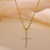 Wholesale Women's Light Luxury Mini Geometric Cross Micropaved Zircon Copper Pendant With 18K Gold Plated O Word Chain Highend Jewelry