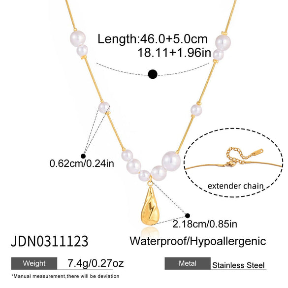 Wholesale Women's Light Luxury Minimalist Drop Shape Ushaped Stainless Steel Electroplated Snake Bone Chain Necklace Pendant