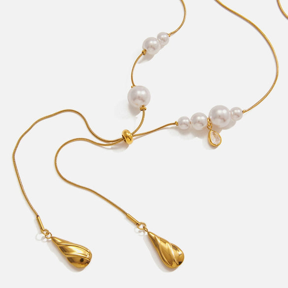 Wholesale Women's Light Luxury Minimalist Dropshaped Electroplated Stainless Steel Snake Bone Chain Necklace