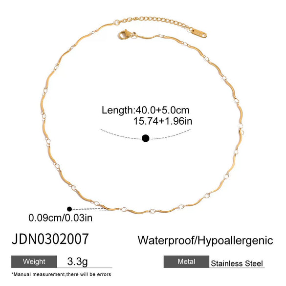 Wholesale Women's Light Luxury Minimalist Dropshaped Electroplated Stainless Steel Snake Bone Chain Necklace