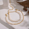 Wholesale Women's Light Luxury Minimalist Electroplated Stainless Steel And Natural Freshwater Pearl Spliced Chain Necklace