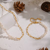 Wholesale Women's Light Luxury Minimalist Electroplated Stainless Steel And Natural Freshwater Pearl Spliced Chain Necklace