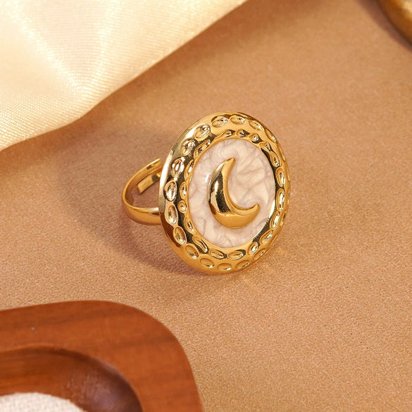 Wholesale Women's Light Luxury Minimalist Geometric Dripping Oil Stainless Steel Ring