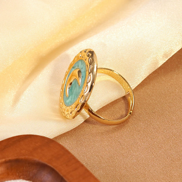 Wholesale Women's Light Luxury Minimalist Geometric Dripping Oil Stainless Steel Ring