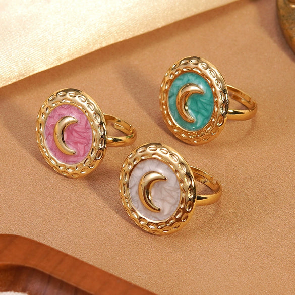 Wholesale Women's Light Luxury Minimalist Geometric Dripping Oil Stainless Steel Ring