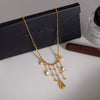 Wholesale Women's Light Luxury Minimalist Geometric Drop Shape Stainless Steel Electroplated Tassel Necklace
