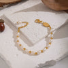 Wholesale Women's Light Luxury Minimalist Geometric Freshwater Pearl Stainless Steel Real Gold Plated Bracelet