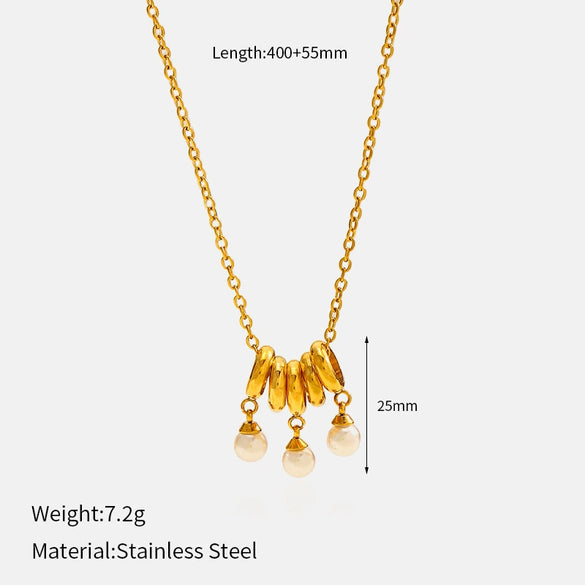 Wholesale Women's Light Luxury Minimalist Geometric Pearl Pendant Necklace With Vacuum Real Gold Plating In Pvd Furnace Made Of Titanium Steel And Stainless Steel
