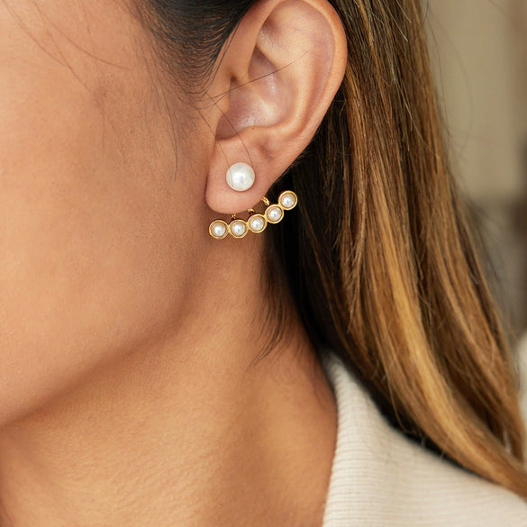 Wholesale Women's Light Luxury Minimalist Geometric Stainless Steel 18K Gold Electroplated Fanshaped Earrings