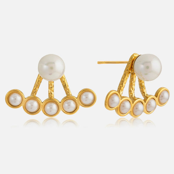 Wholesale Women's Light Luxury Minimalist Geometric Stainless Steel 18K Gold Electroplated Fanshaped Earrings