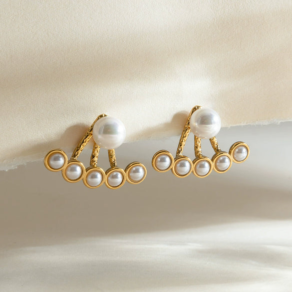 Wholesale Women's Light Luxury Minimalist Geometric Stainless Steel 18K Gold Electroplated Fanshaped Earrings
