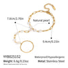 Wholesale Women's Light Luxury Minimalist Geometric Stainless Steel Real Gold Plated Finger Chain Bracelet With Natural Freshwater Pearls