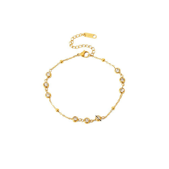 Wholesale Women's Light Luxury Minimalist Geometric Titanium Steel 18K Gold Plated Pendant Necklace With Ball Chain