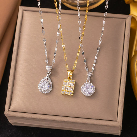 Wholesale Women's Light Luxury Minimalist Heart Shape Copper Electroplated Clavicle Chain Necklace