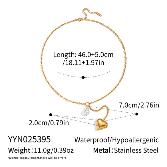 Wholesale Women's Light Luxury Minimalist Heart Shape 18K Real Gold Plated Pendant Necklace With Regular Chain