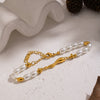 Wholesale Women's Light Luxury Minimalist Real Gold Plated Stainless Steel Irregular Geometric Pearl Shell Beads Beaded Bracelet Hand Jewelry