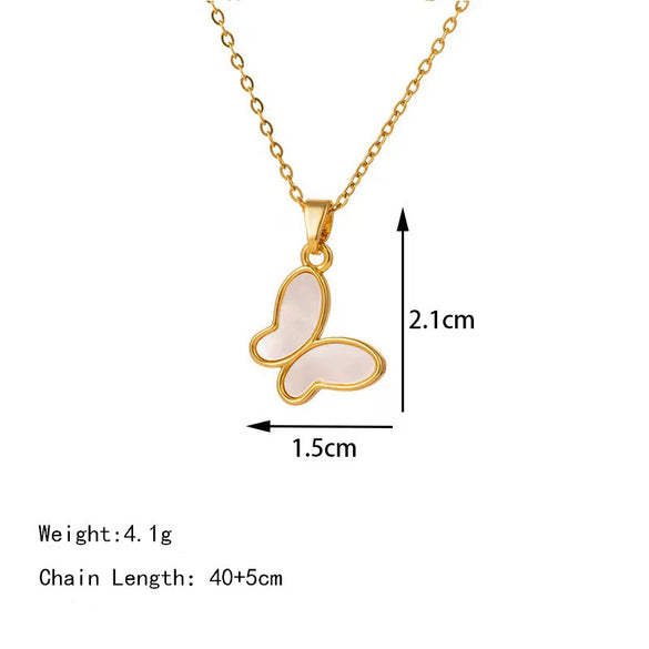 Wholesale Women's Light Luxury Natural Shell Butterfly Titanium Steel Clavicle Chain With Real Gold Electroplated Copper Pendant Animal Pattern