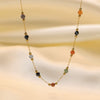 Wholesale Women's Light Luxury Natural Stone And Titanium Steel Geometric Clavicle Chain Necklace With Electroplating