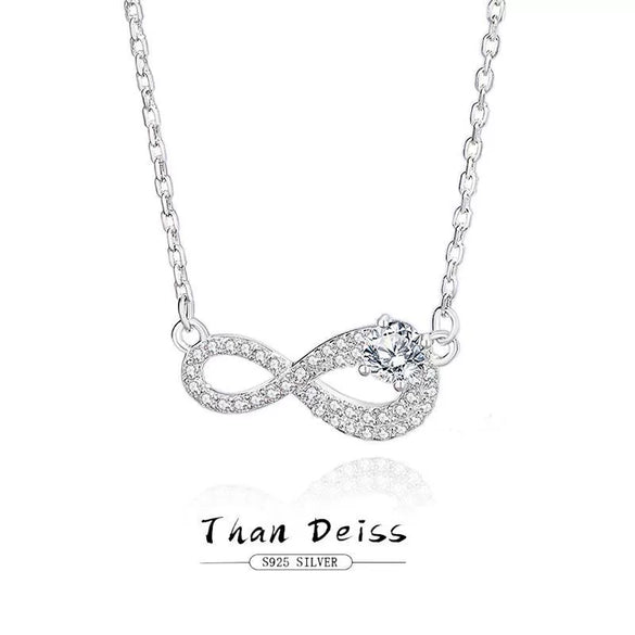 Wholesale Women's Light Luxury Necklace S925 Silver Unlimited Symbol Pendant With Diamond Cross Chain Geometric Style