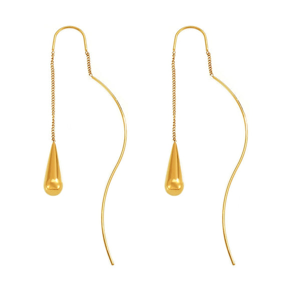 Wholesale Women's Light Luxury Niche Design Hot Water Drop Tassel Earrings In Stainless Steel With Geometric Pattern And Electroplating Treatment