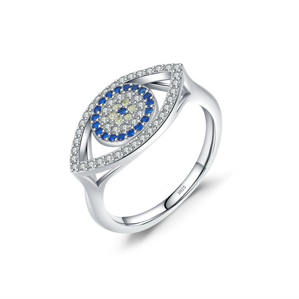 Wholesale Women's Light Luxury Niche Design S925 Sterling Silver Hollow Devil's Eye Microinlay Bracelet Necklace Ring