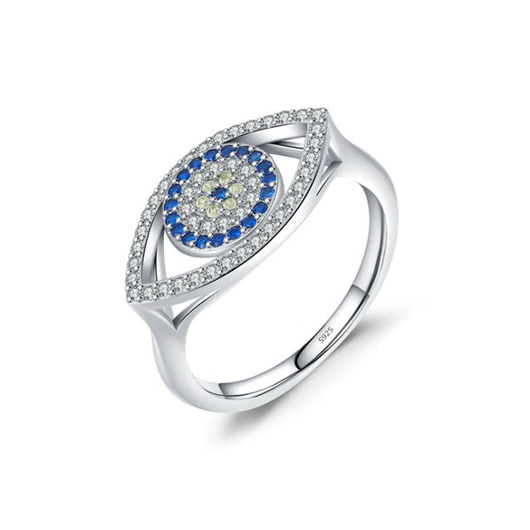 Wholesale Women's Light Luxury Niche Design S925 Sterling Silver Hollow Devil's Eye Microinlay Bracelet Necklace Ring