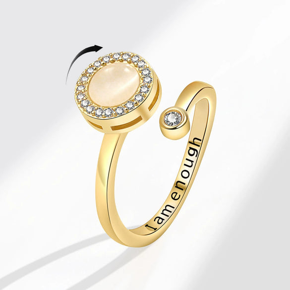 Wholesale Women's Light Luxury Niche Jewelry Zircon Opal Rotatable Opening Ring Copper Geometric Electroplated