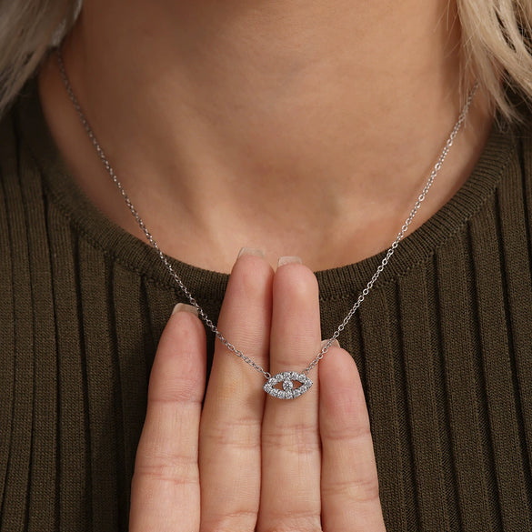 Wholesale Women's Light Luxury Niche Multi Layer Clavicle Necklace And Bracelet Set With Devil's Eye 5A Zircon Made Of Stainless Steel With Electroplating
