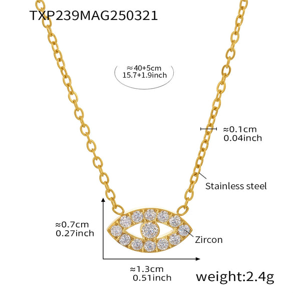 Wholesale Women's Light Luxury Niche Multi Layer Clavicle Necklace And Bracelet Set With Devil's Eye 5A Zircon Made Of Stainless Steel With Electroplating