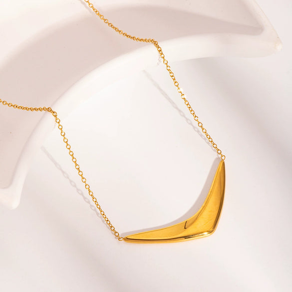 Wholesale Women's Light Luxury Niche Simple High End Versatile V Shaped Stainless Steel Necklace With Pvd Furnace Vacuum Real Gold Plating