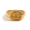 Wholesale Women's Light Luxury Niche Style Geometric Stainless Steel 18K Goldplated English Letter Oval Ring