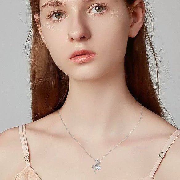 Wholesale Women's Light Luxury Niche Zircon Clavicle Chain S925 Sterling Silver Bow Geometric Electroplated Necklace