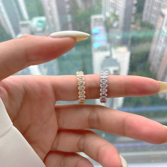 Wholesale Women's Light Luxury Oval Zircon Ring S925 Sterling Silver Geometric Electroplated