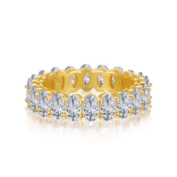 Wholesale Women's Light Luxury Oval Zircon Ring S925 Sterling Silver Geometric Electroplated