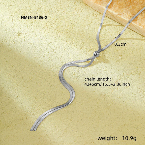 Wholesale Women's Light Luxury Pullout Long Necklace With Snake Bone Chain Stainless Steel Electroplated