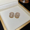 Wholesale Women's Light Luxury Real Gold Electroplated Silver Needle Pearl Zircon Letter Earrings