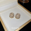 Wholesale Women's Light Luxury Real Gold Electroplated Silver Needle Pearl Zircon Letter Earrings