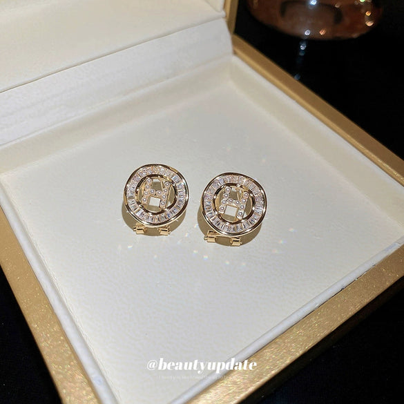 Wholesale Women's Light Luxury Real Gold Electroplated Silver Needle Pearl Zircon Letter Earrings